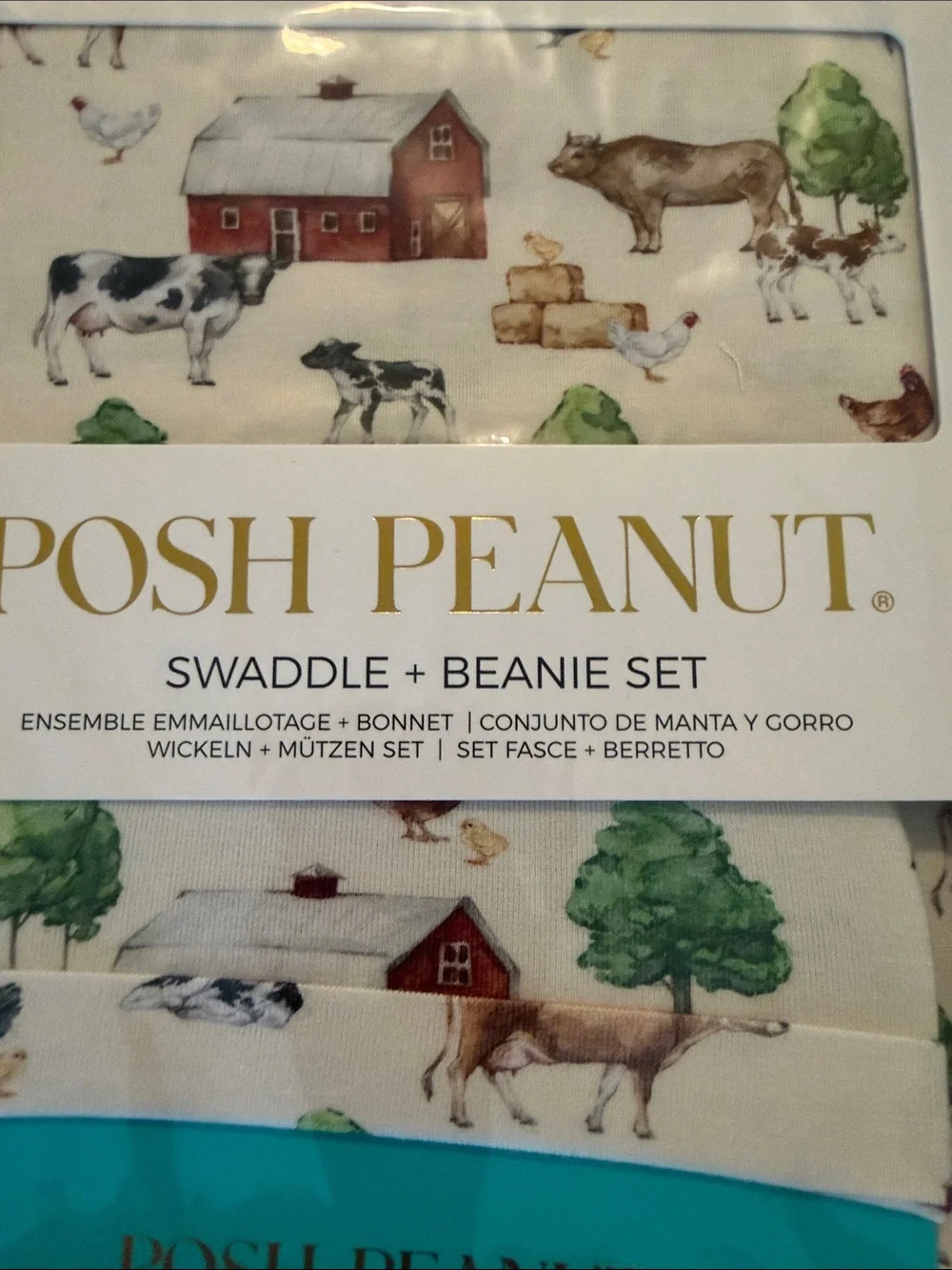 Posh Peanut Swaddle & Beanie Set Nashville Print NEW
